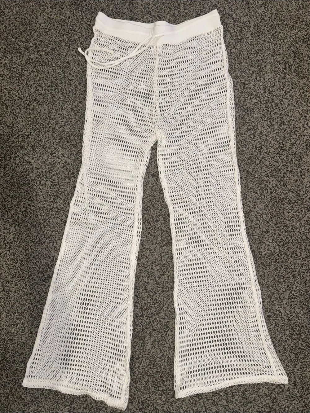 Shade & Shore White Crochet long mermaid pants  Cover-Up